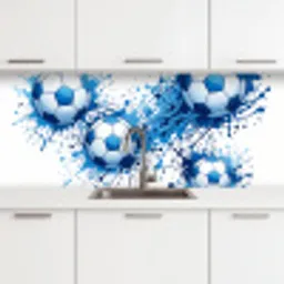 Voetballen - Verf - Sport - Blauw keuken achterwand 2 middel -3d