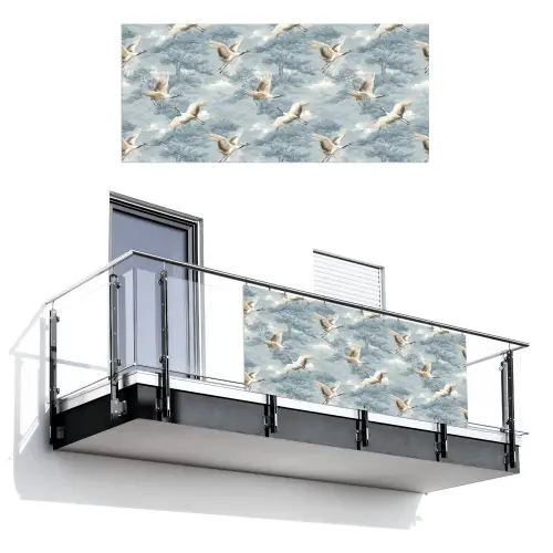 Wolken - Kraanvogels - Blauw Balkonbeschermer Duitsland klein 596 -3d