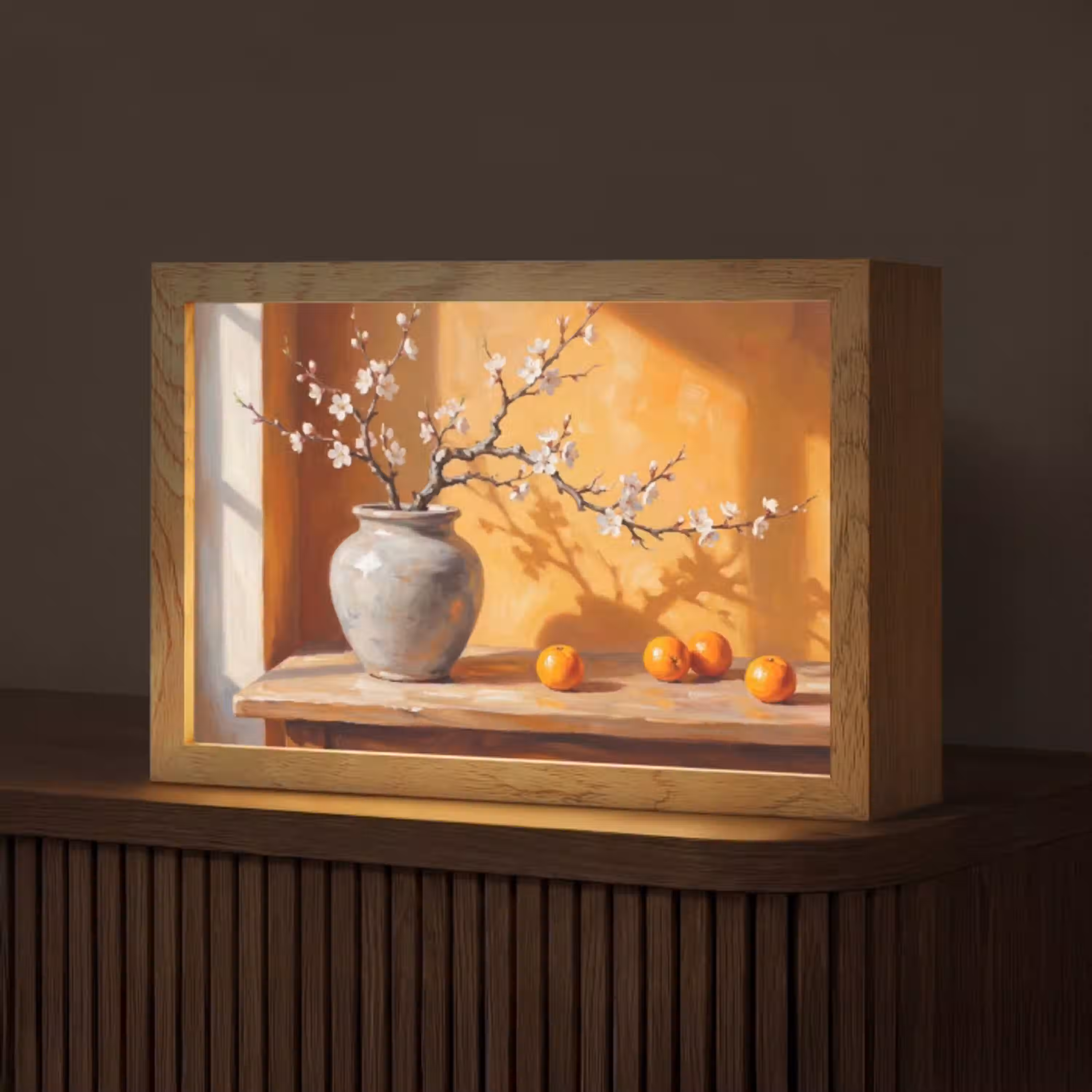 Witte bloemen - Stilleven Light Box met kabel (Tafellamp) klein -z3d_website
