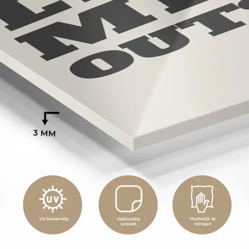 Tekst - Blokletters - Zwart - Vlees plexiglas 5mm klein -sfeer2