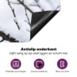 Roodborstje - Tak - Sneeuw - Winter - Levendig Inductie beschermer vinyl 3mm klein -zzzzzzz-cc-onderkant