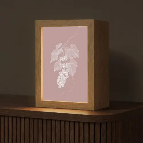 Tros - Druiven - Illustratie - Bladeren Light Box met kabel (Tafellamp) klein -z3d_website