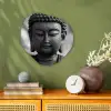 Boeddha - Grijs - Spiritualiteit - Buddha beeld - Religie Wandcirkel Organisch Forex 3mm klein -sfeer2