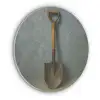 Schep - Gereedschap - Schilderij Akoestische PET Vilt - Rond klein -3d