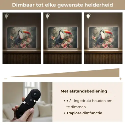 Toekan - Vogels - Bloemen - Planten - Tropisch Light Box met batterij (Wandlamp) middel -USP_dimbaarNL