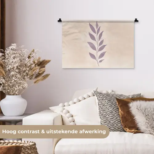 Tak - Bladeren - Minimalistisch - Beige Wandkleed katoen klein -sfeer1