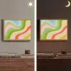 Lijnen - Pasteltinten - Golvend Light Box met batterij (Wandlamp) middel -sfeer3