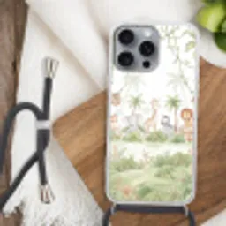 Dieren - Jungle - Pastel Hoesje iPhone 16 Pro Max met koord klein -sfeer4