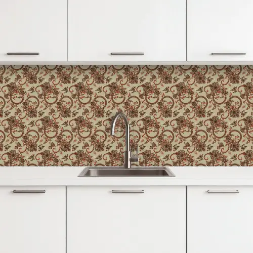 Warm - Bloemen - Groen - Rood keuken achterwand 2 middel 871 -3d