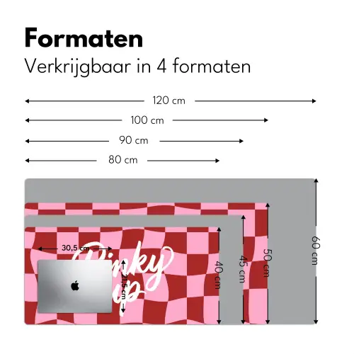 Pinky up - Geblokt - Bordeauxrood Muismat XXL klein -sfeer5