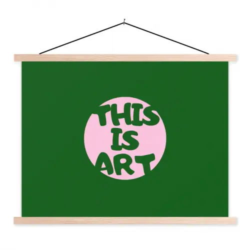 Cirkel - Roze - Tekst - Art textielposter latten blank klein -3d