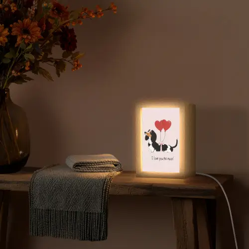 Hond - Teckel - Valentijn - Love Light Box met kabel (Tafellamp) klein -sfeer4