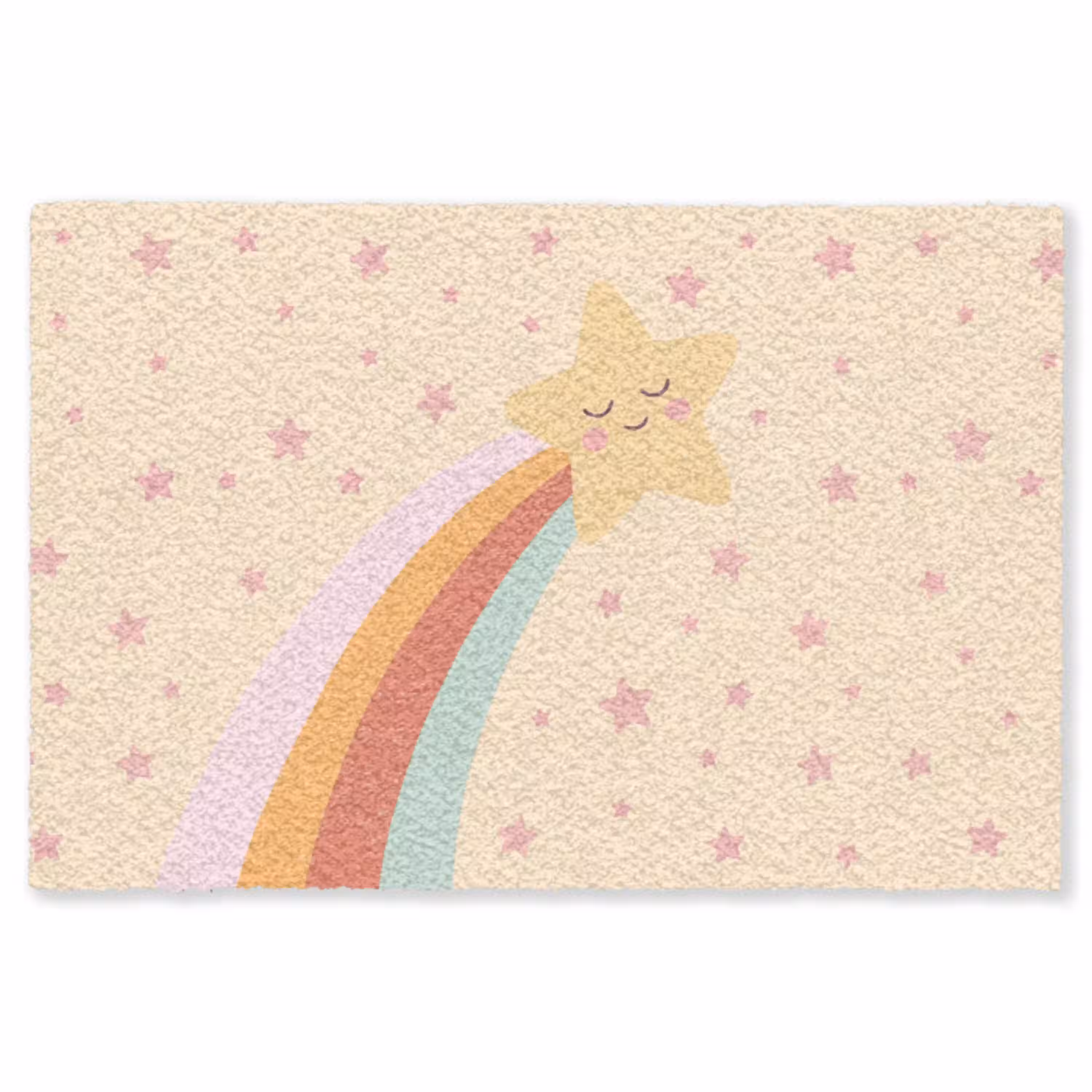 Ster - Regenboog - Nacht - Illustratie - Pastel Vloerkleed Rechthoek klein -3d