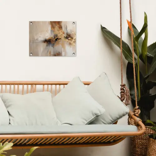 Modern - Bruin - Abstract - Beige tuinposter los doek klein -sfeer7