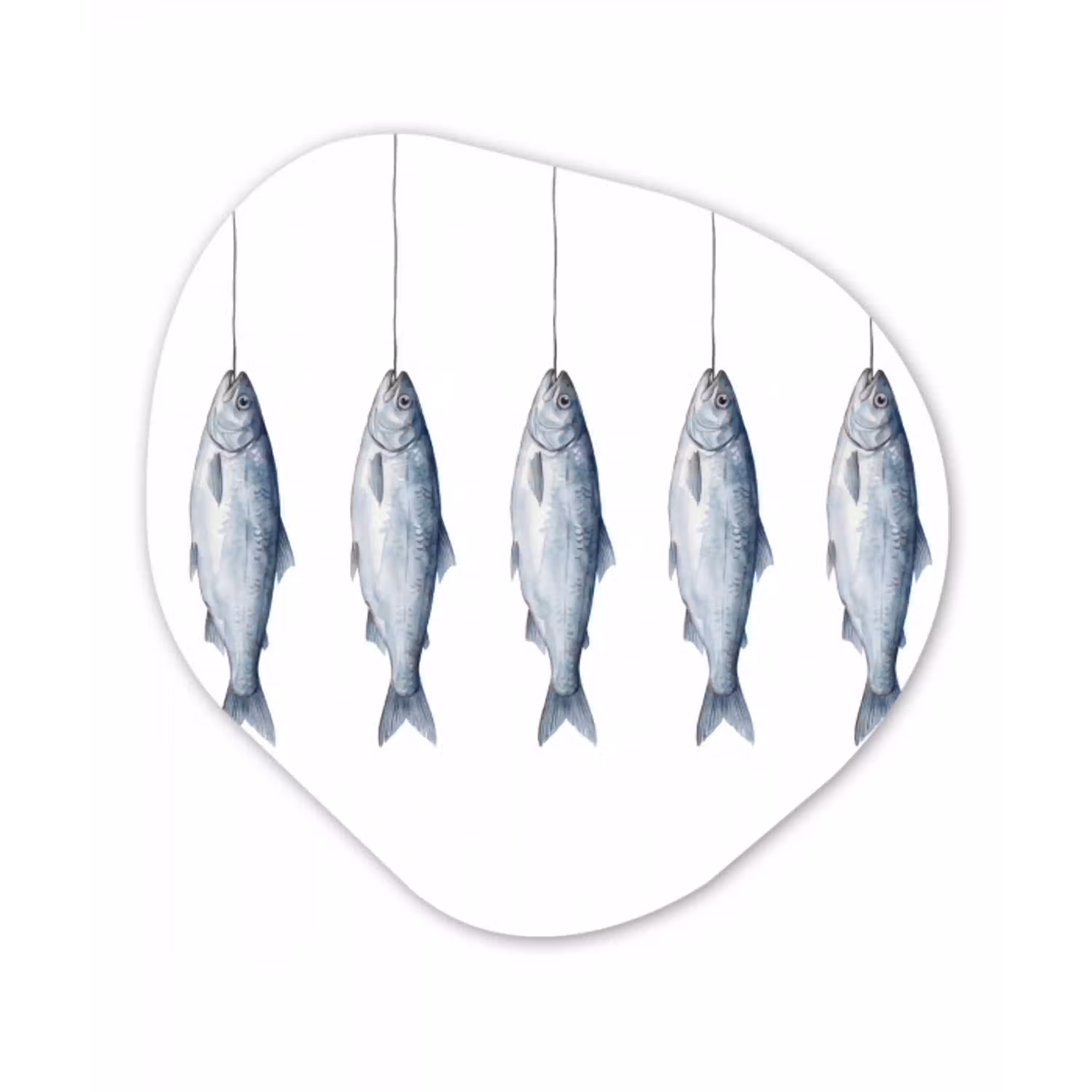 Vissen - Illustratie - Delfts - Blauw Wandcirkel Organisch Aluminium middel -3d