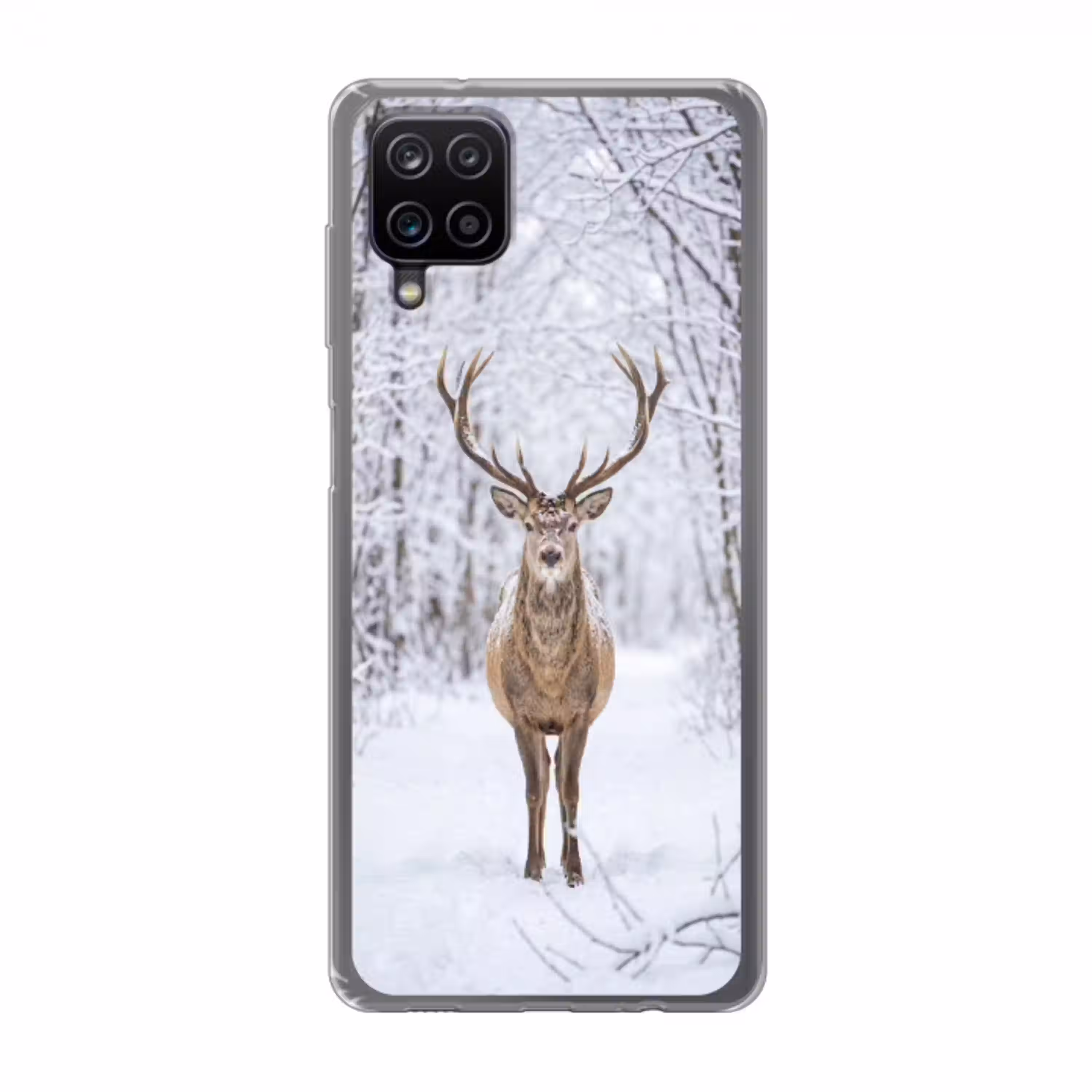 Hert - Winter - Bos - Natuur - Wit Telefoonhoesje Samsung Galaxy A12 klein -3d