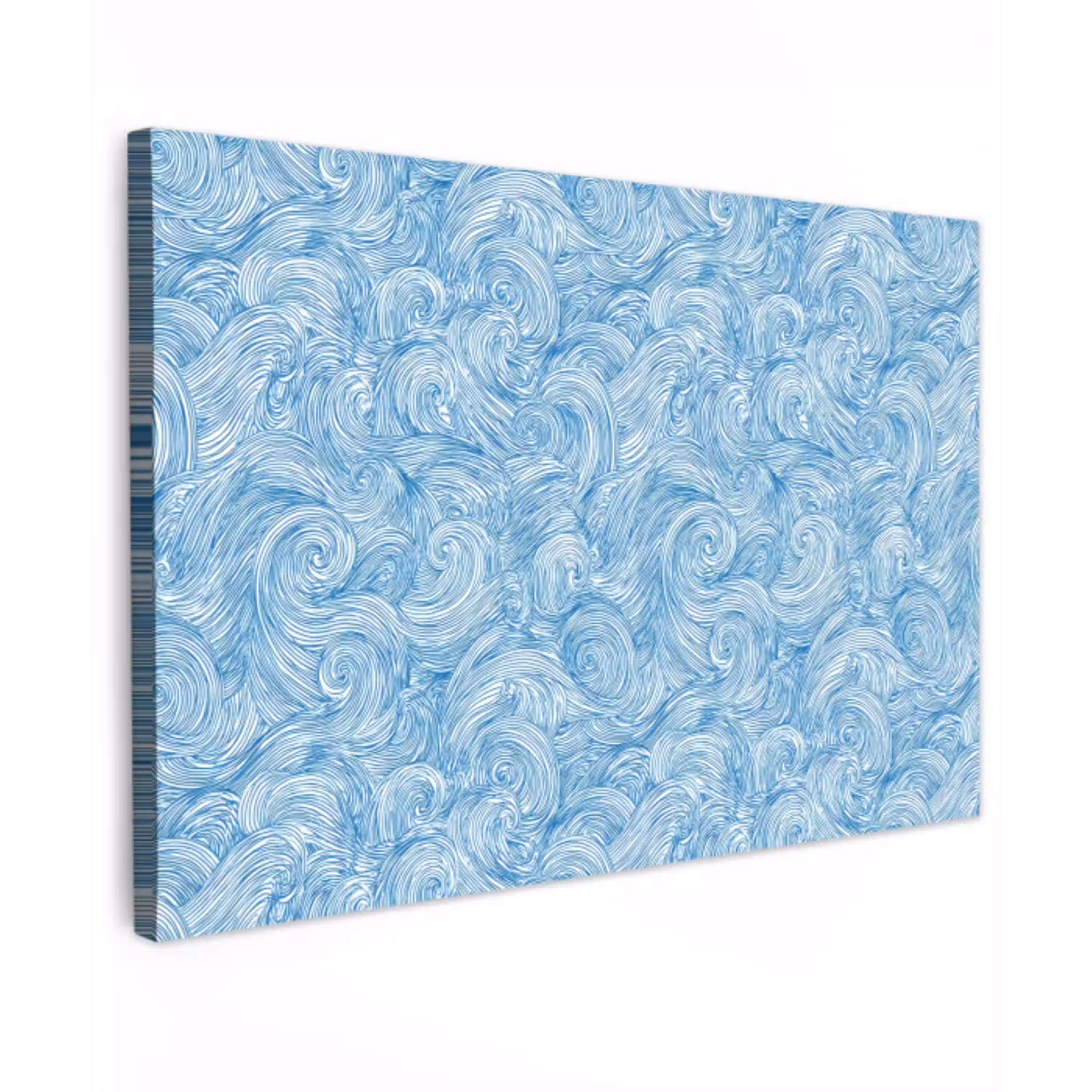 Blauw - Wit - Spiraal - Golven - Lijnen canvas 2cm klein 34 -z3d