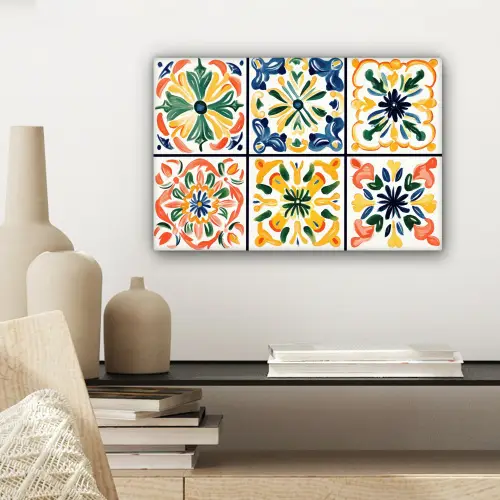 Spaans - Tegels - Keramiek - Bloemen canvas 2cm klein -sfeer6