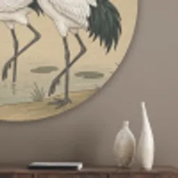 Kraanvogels - Water - Beige Akoestische PET Vilt - Rond klein -sfeer5_closeup