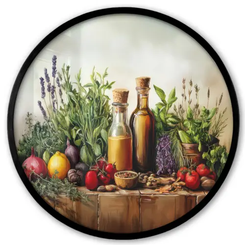 Stilleven - Kruiden - Specerijen - Fruit - Kleurrijk Fotolijst rond zonder passe partout klein -3d