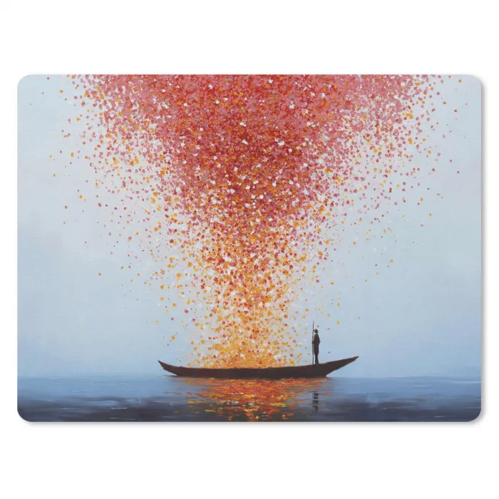 Wolk - Confetti - Boot - Wateroppervlakte muismat rubber klein -3d