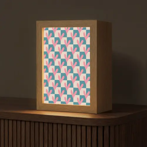 Vlakken - Hartjes - Patroon - Retro Light Box met kabel (Tafellamp) klein 925 -z3d_website