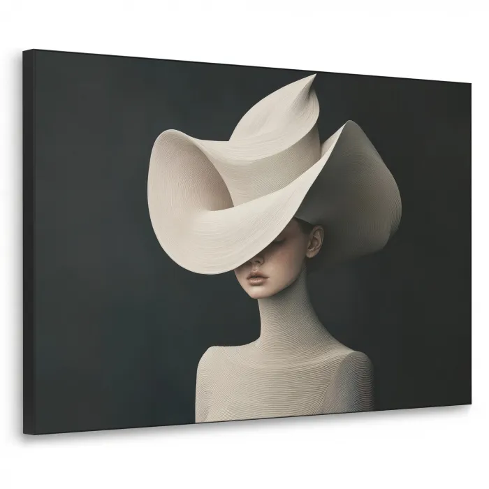 Vrouw - Golvende - Hoed Textielframe zwart klein -3d