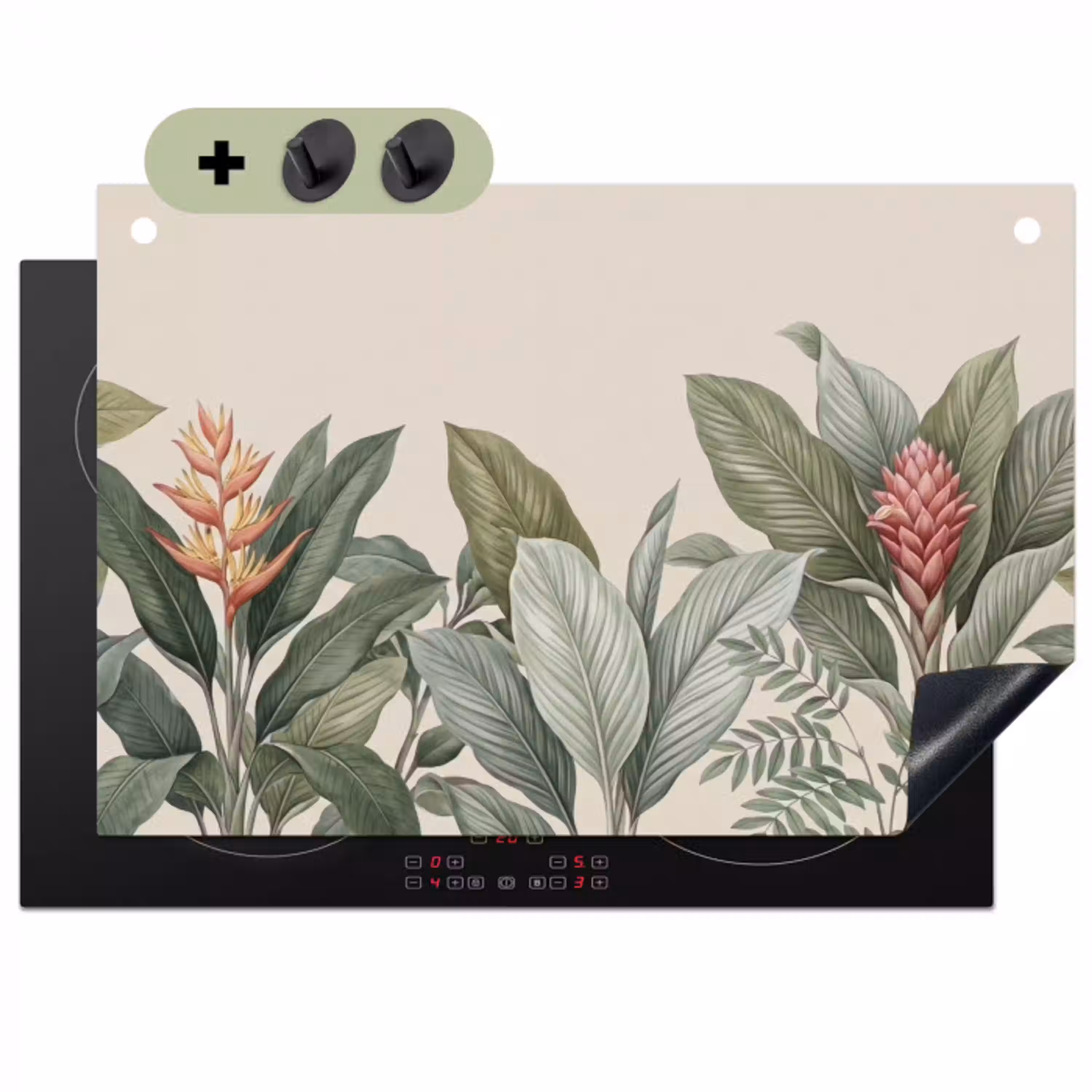 Tropisch - Planten - Modern - Groen Inductie beschemer met haakjes klein -3d