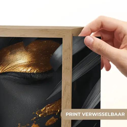 Vrouw - Goud - Natuur - Portret - Modern Light Box met batterij (Wandlamp) middel -USP_websiteprintNL