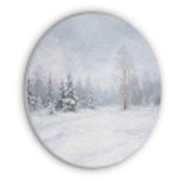 Bospad - Dennen - Sneeuw - Winter - Rustgevend Akoestische PET Vilt - Rond klein -3d