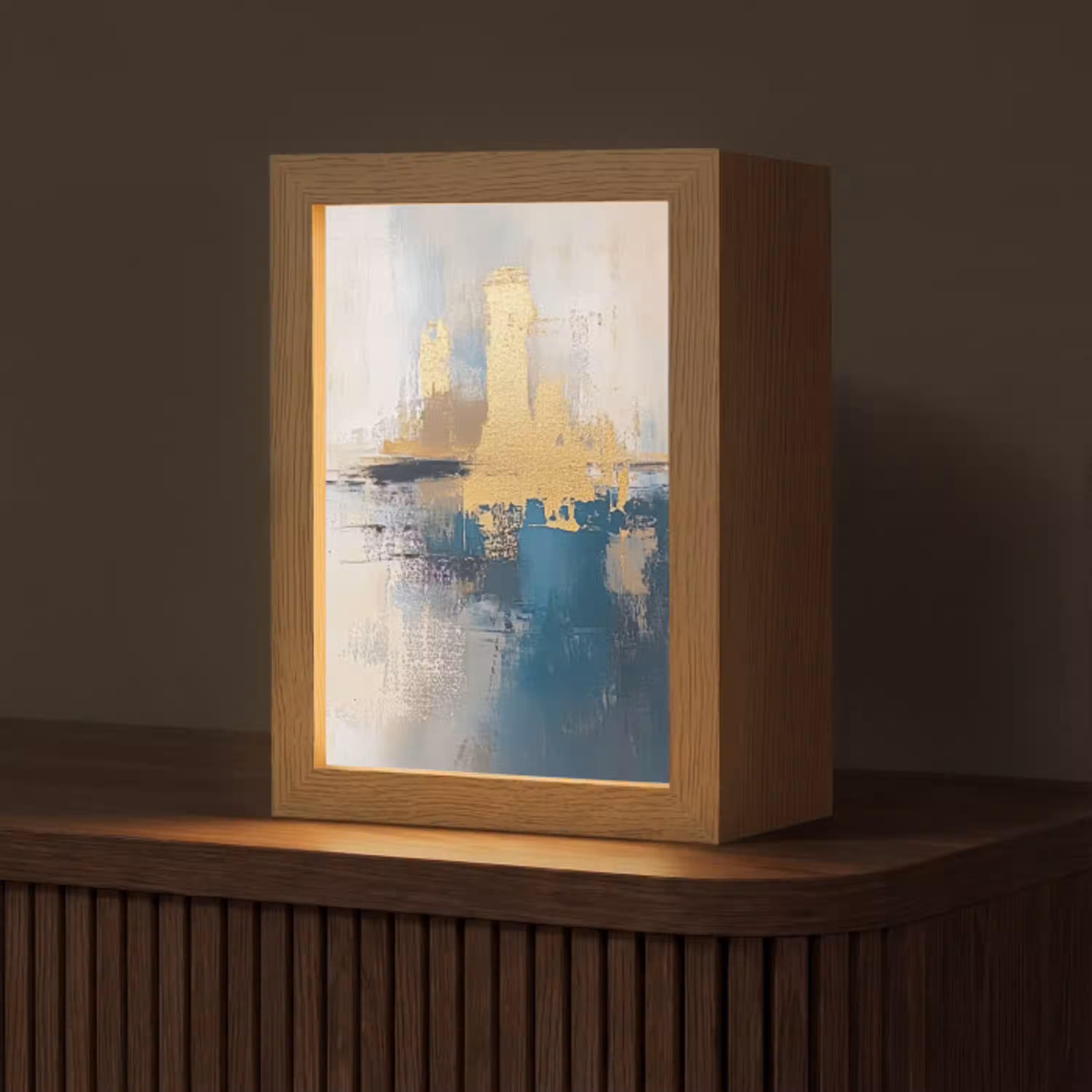 Abstract - Kunst - Goud Light Box met kabel (Tafellamp) klein -z3d_website