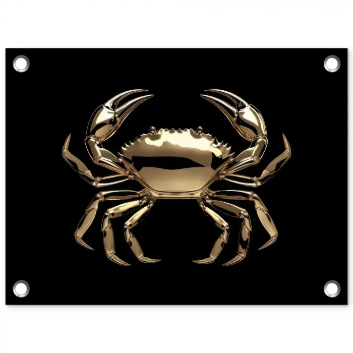 Goud - Krab - Dieren - Zwart tuinposter los doek klein -3d