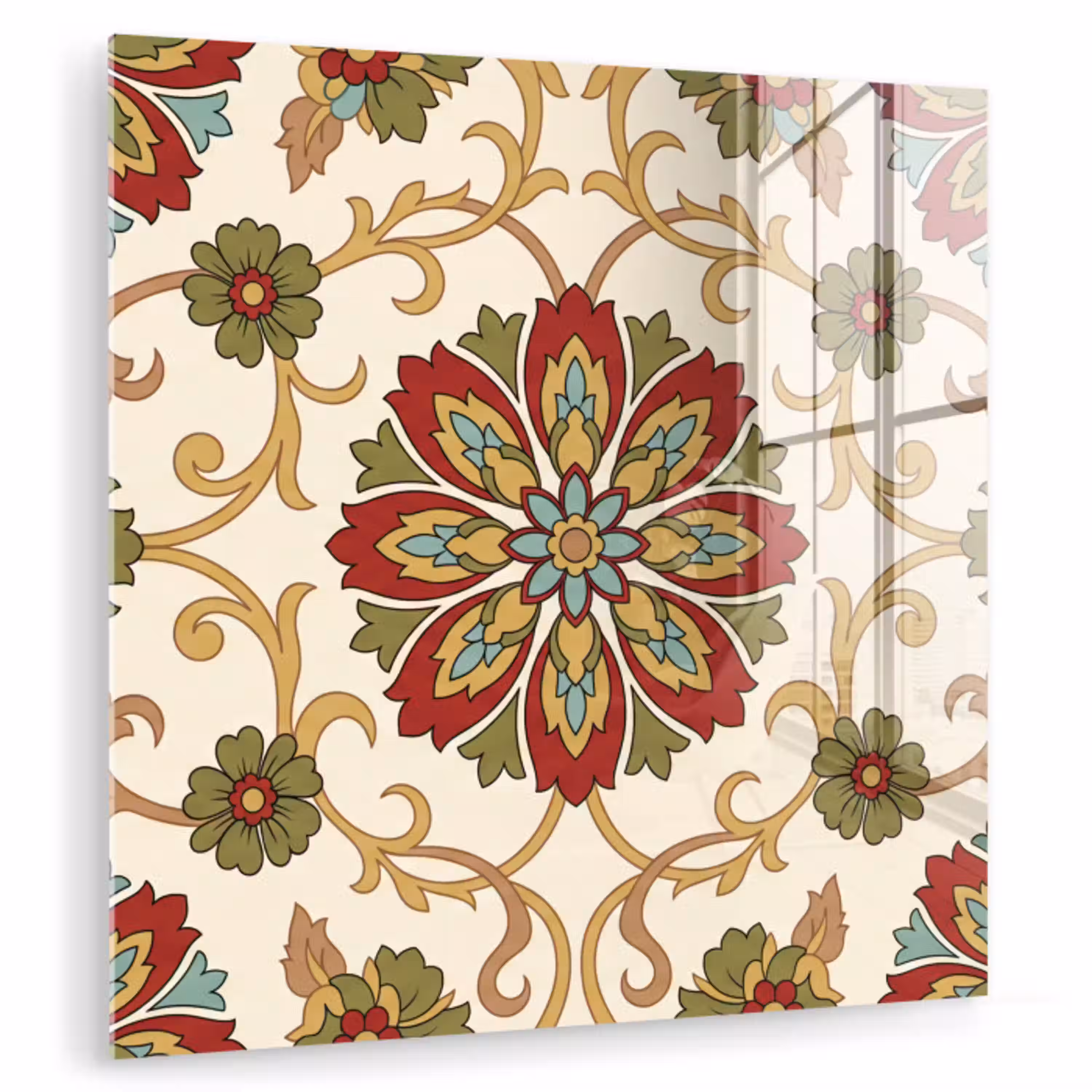 Patroon - Bloemen - Ornament - Klassiek - Kleurrijk plexiglas 5mm klein -zzzproduct_nieuw