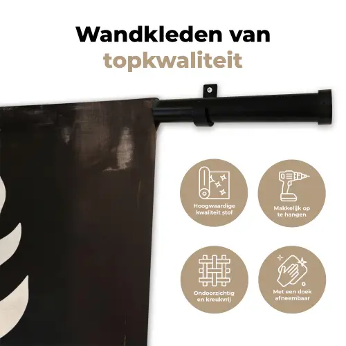 Blad - Wit - Minimalistisch Wandkleed katoen klein -sfeer2