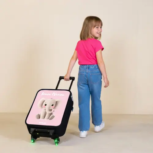 Olifant - Grijs - Baby - Slurf Kinderkoffer - Zwart klein -sfeer1