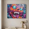 Monster - Graffiti - Kleuren - Oranje Textielframe zwart klein -sfeer2