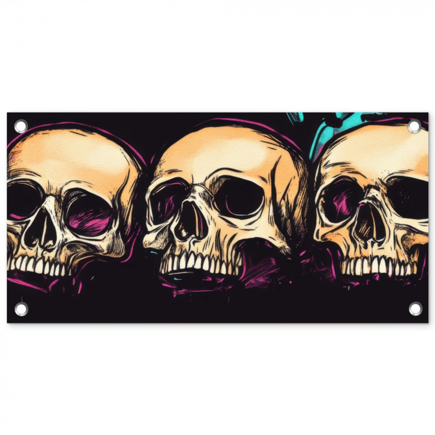 Schedels - Graffiti - Neon tuinposter los doek klein -3d