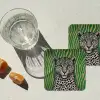 Panter - Zebrapatroon - Groen onderzetter kurk middel -sfeer4