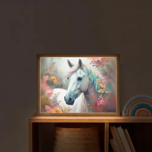 Paard - Natuur - Bloemen - Dieren - Bos Light Box met batterij (Wandlamp kind) middel -sfeer1_kind