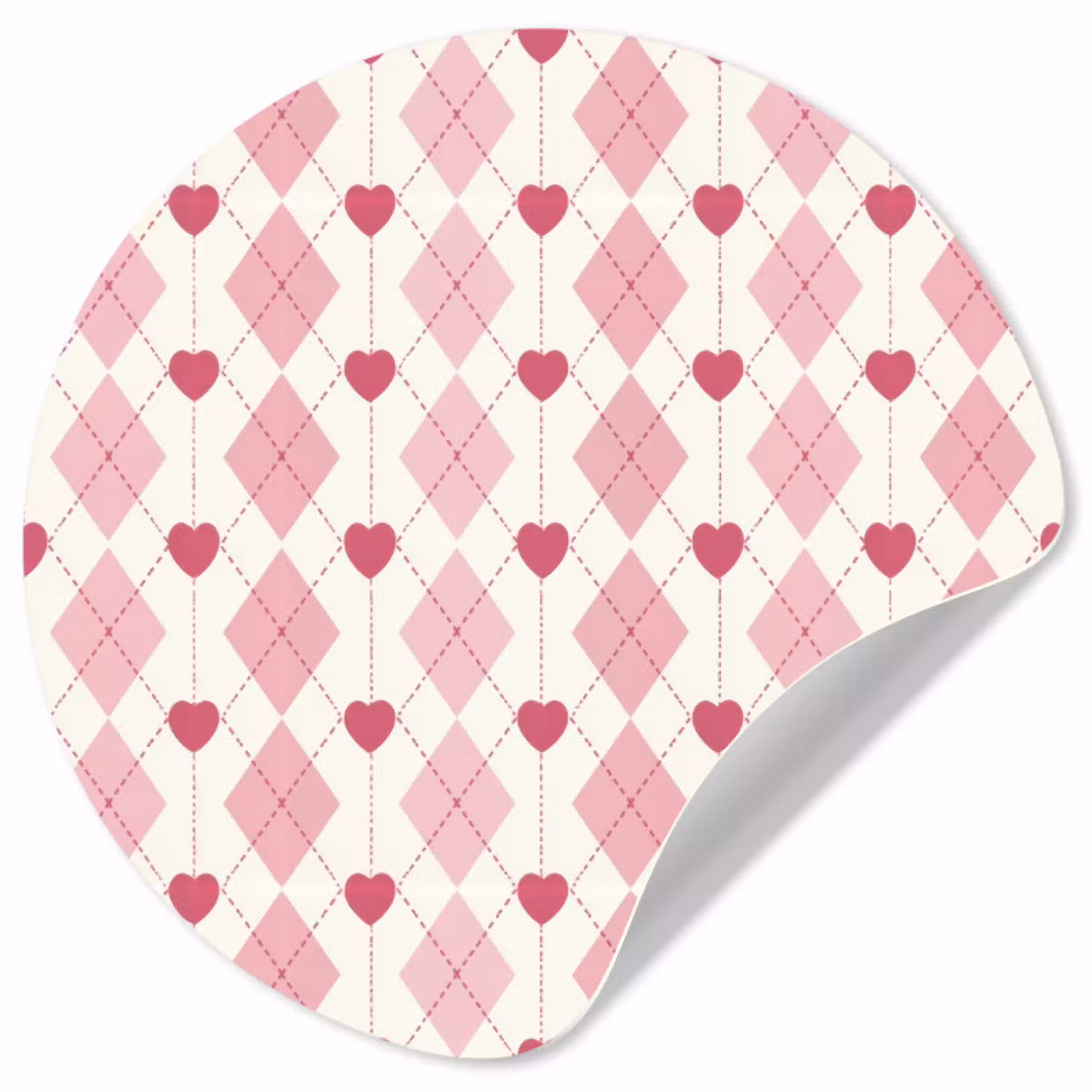 Ruiten - Klassiek - Roze - Wit Wandcirkel behangsticker klein 186 -3d