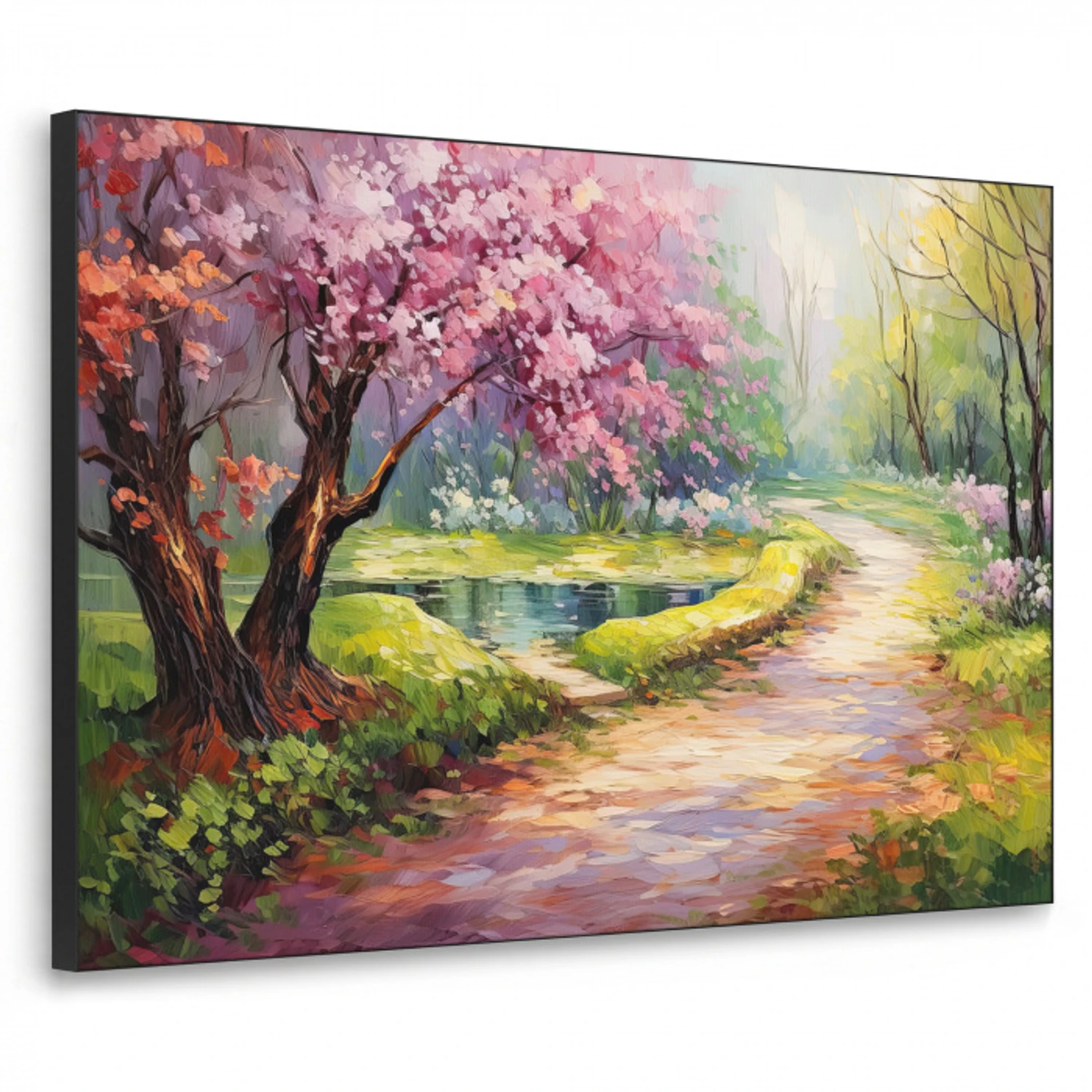 Watercolor - Natuur - Bomen - Kunst - Bloemen Textielframe - compleet frame klein -3d