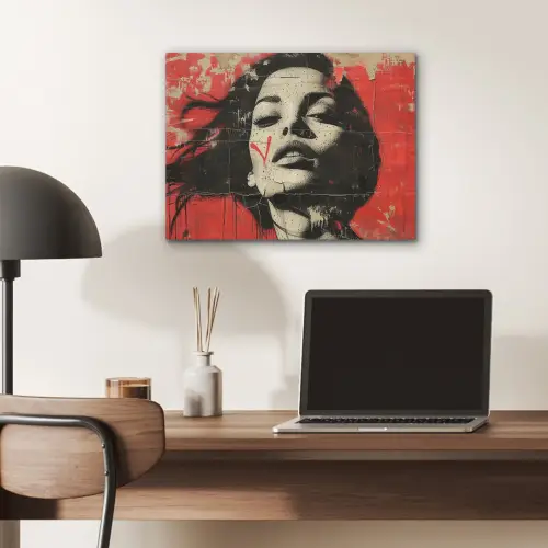 Graffiti - Vrouw - Rood - Street art - Banksy PET vilt klein -sfeer5