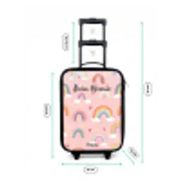 Regenbogen op een roze achtergrond Kinderkoffer - Zwart klein -productfoto_formaten