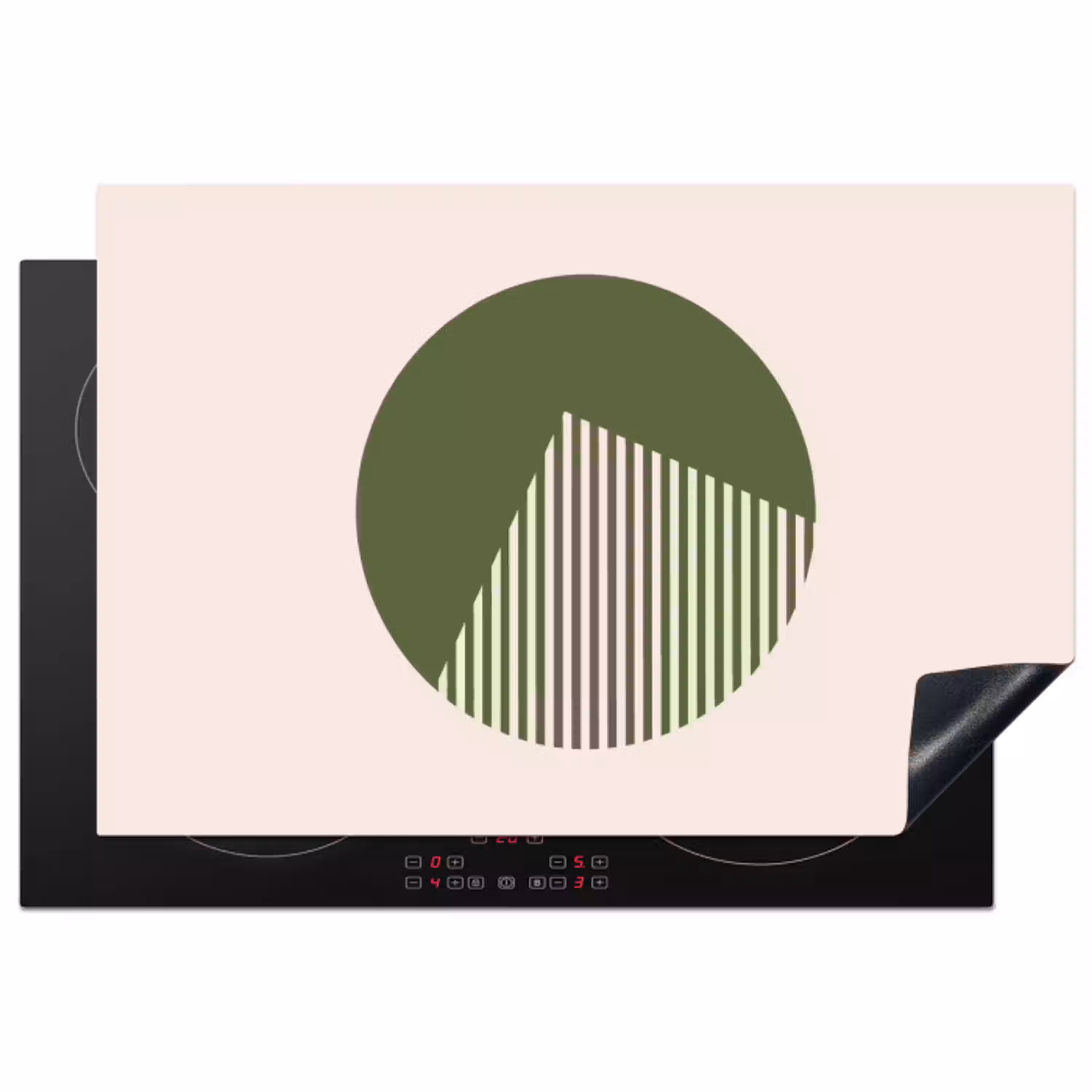 Cirkel - Strepen - Geometrisch - Abstract - Groen Inductie beschermer vinyl 3mm klein -3d