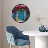 Deur - Hout - Bloemen - Blauw Fotolijst rond zonder passe partout klein -sfeer2