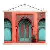 Lantaarn - Deur - Turquoise textielposter latten blank klein -3d