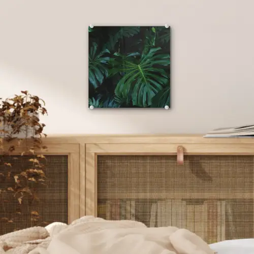Monstera -  Inductie beschermer - Bladeren - Tropical - Afdekplaat voor kookplaat plexiglas 5mm klein -sfeer4