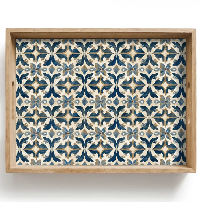 Tegel - Patroon - Blauw - Beige Dienblad Rechthoek middel 911 -z3d_shopping