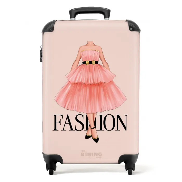 Fashion - Perzikkleurige Jurk NBS - Handbagage koffer - Kinderen Unisex middel -productfoto_recht