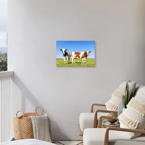 Koeien - Boerderij - Gras- Natuur - Dieren Tuinposter op houten frame 2 cm dik klein -sfeer1